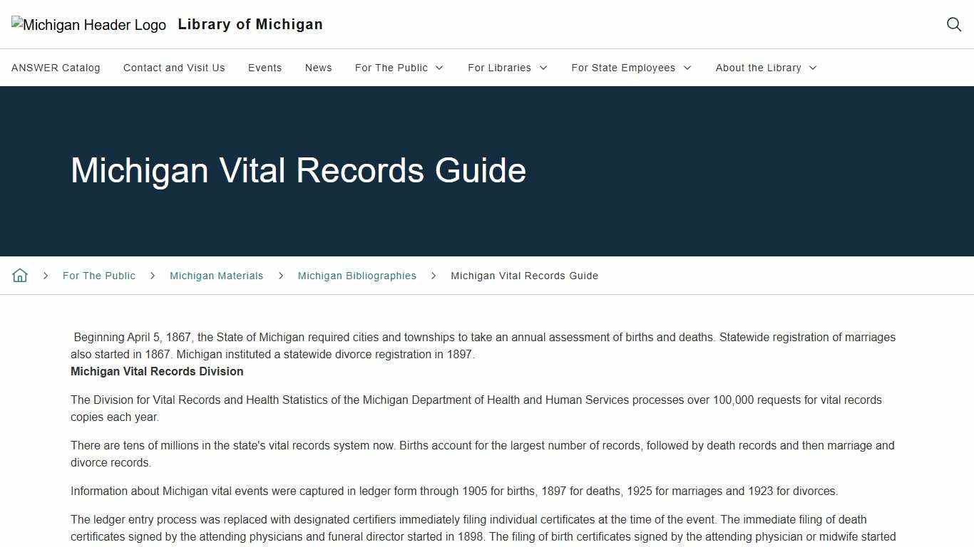 Michigan Vital Records Guide
