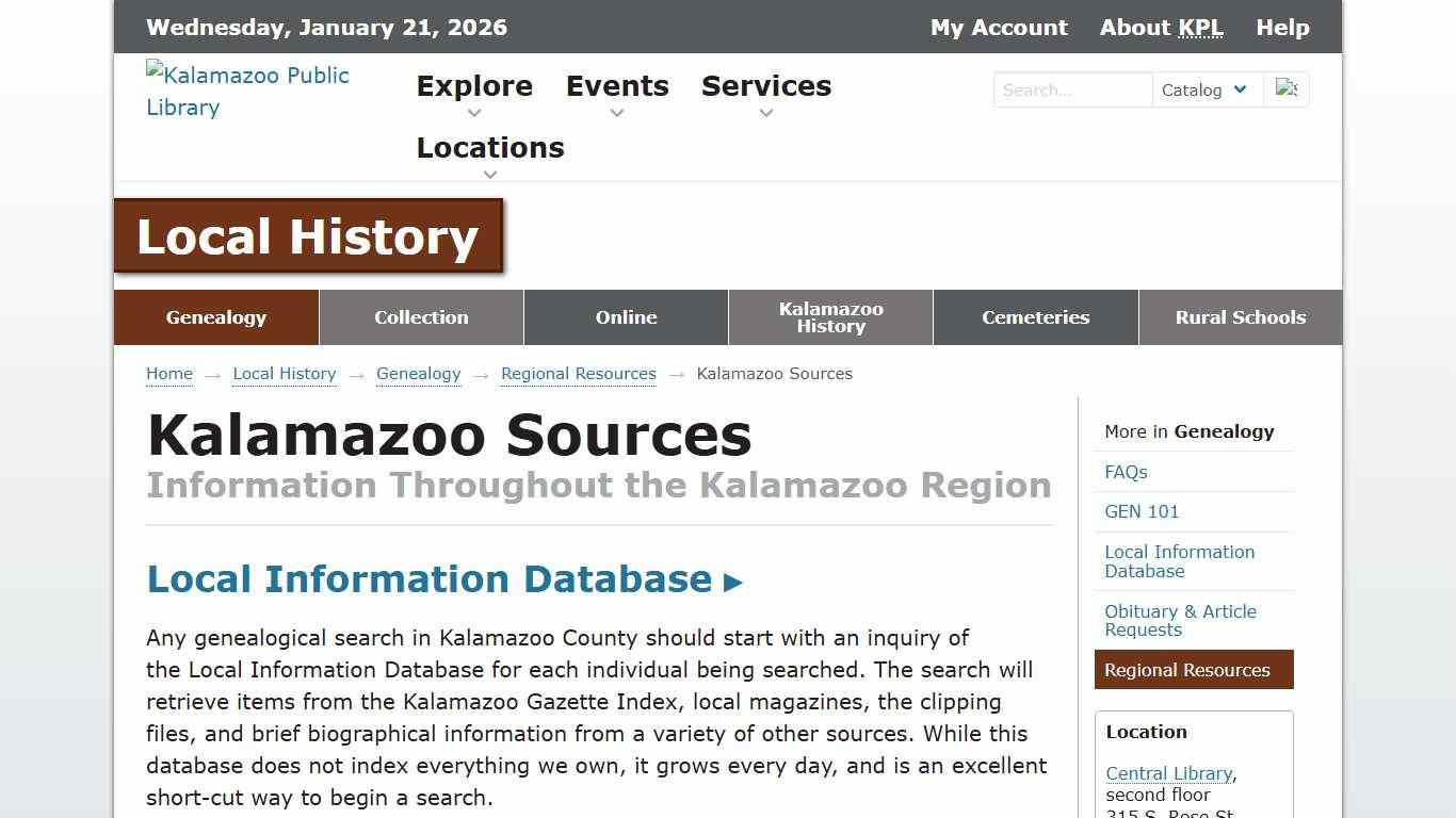 Kalamazoo Sources — Kalamazoo Public Library