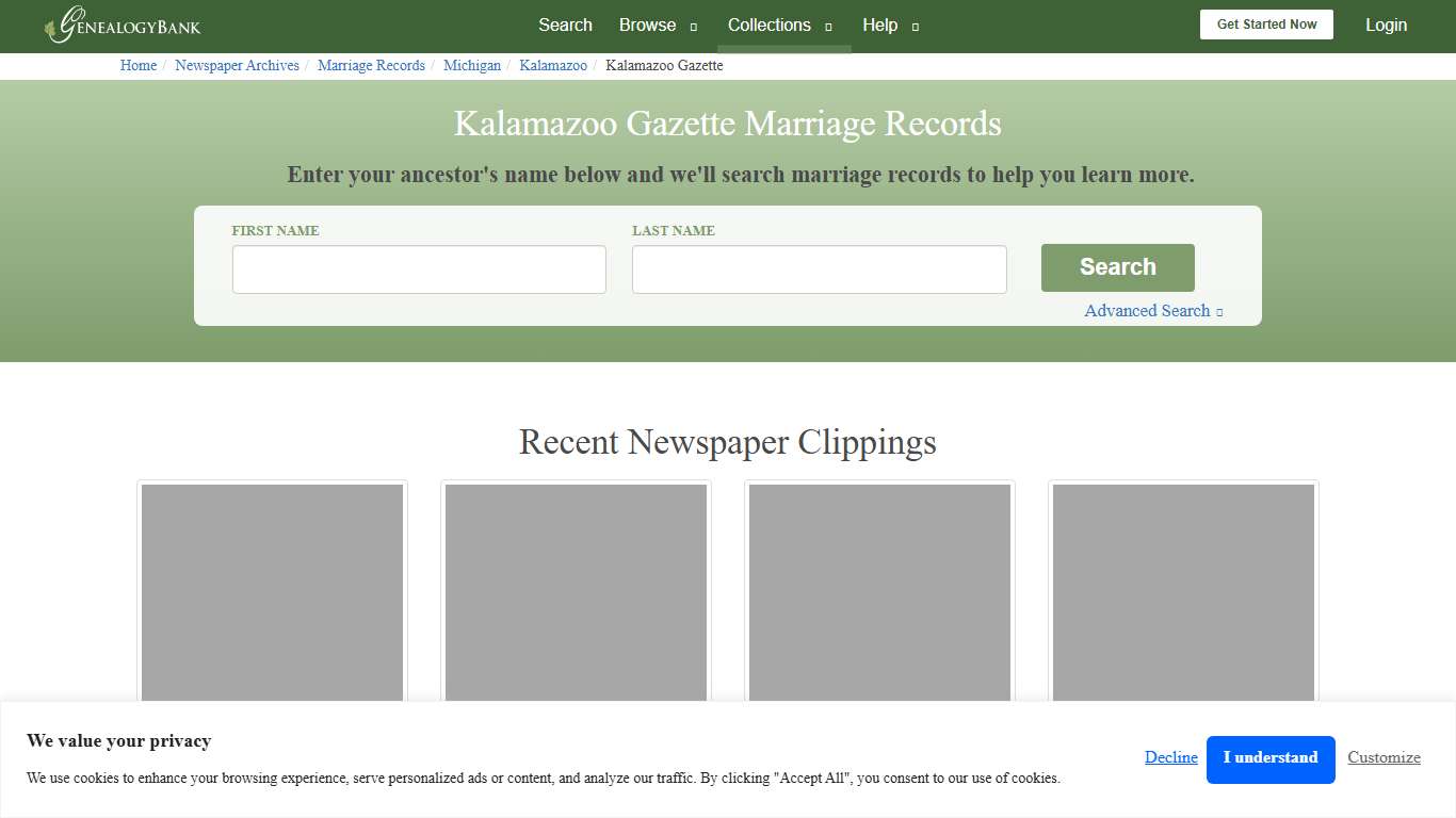 Kalamazoo Gazette Marriage Records Online Search