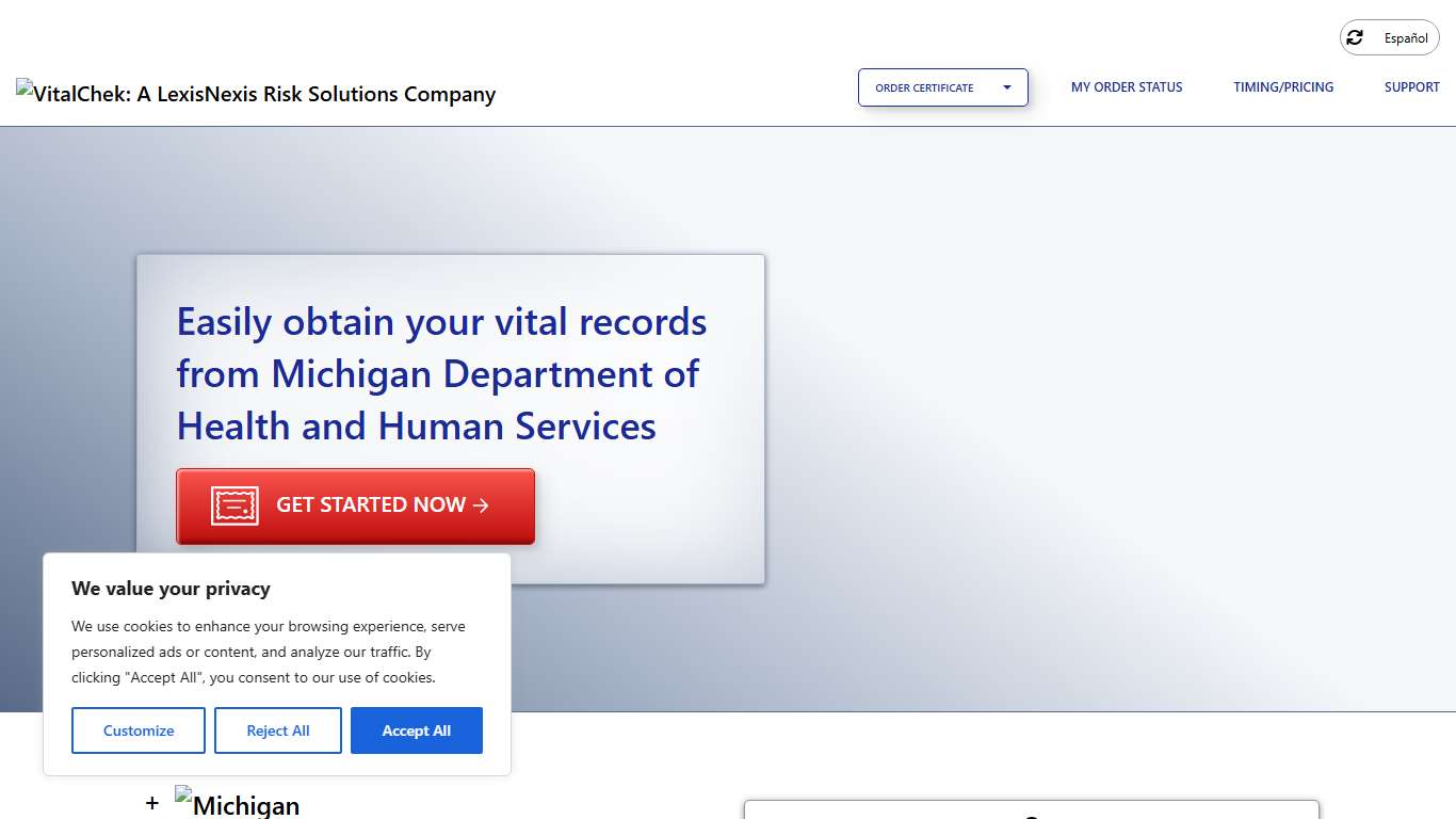 Michigan Department of Health and Human Services (MI) | Order Certificates - VitalChek